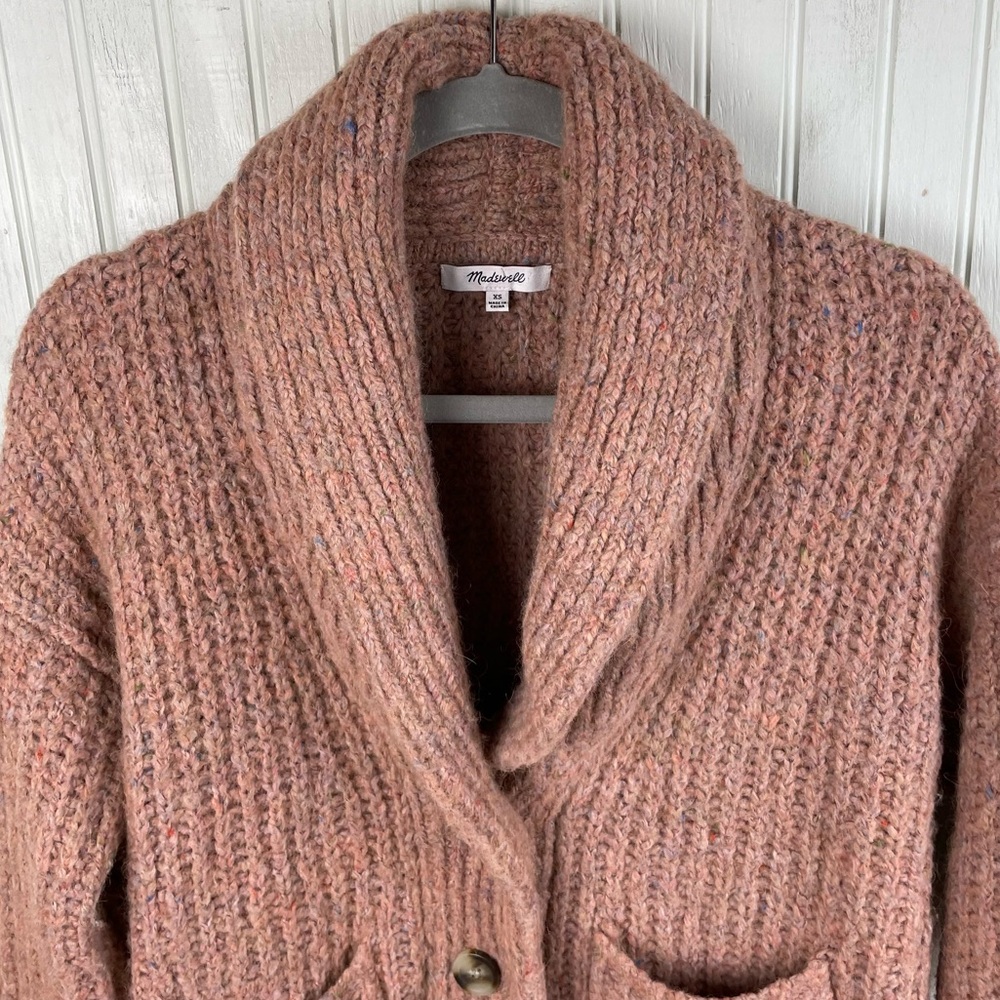 Madewell Space Dye Shawl Collar Cardigan Sweater Size XS Spacedye Cotton Candy - Picture 4 of 9